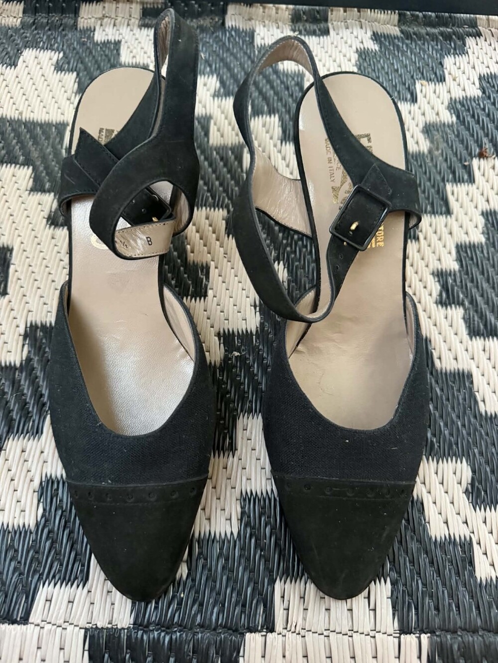 Ferragamo Women's Black Slingback Round Toe Heels 7.5B